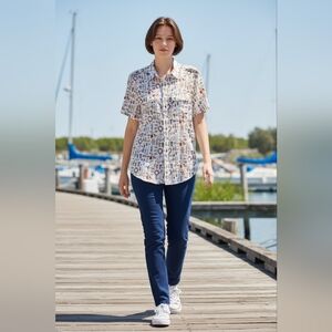 EUC D&G Nautical Print Shirt with Gold and Gray Accents Sz. M Slim Fit